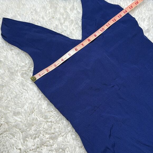 Atelier R Navy Blue Semi Formal Maxi Gown Cutouts in Back Strapy Bow QQ12 - Picture 4 of 10